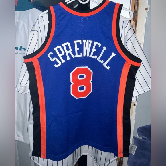 Latrell Sprewell New York Knicks 98-99 Blue Mitchell & Ness NBA Swingman Jersey - Picture 1 of 16